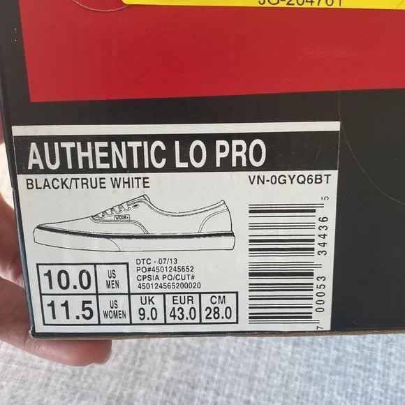 Vans Authentic Low Pro in Black/True White Men’s Size 10 Women’s Size 11.5 - Picture 8 of 8